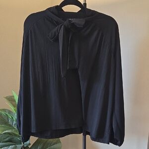 Cable & Gauge Black Blouse with Bow Detail